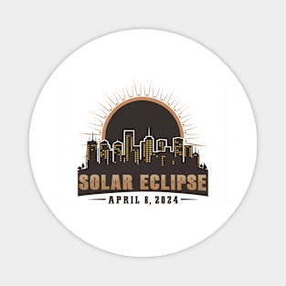 Solar Eclipse 2024 - City Silhouette Magnet